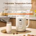 Joydeem Nut Milk Maker Machine,Adjustable Temperature Control, 46oz Almond, Soy, Oat, Coconut Plant-Based Non-Dairy Beverage Blender with 10 Blades, Auto Clean, Boil Water, Timer, Keep Warm, White