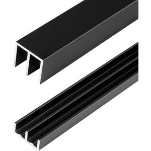 Raytano 48" Metal Sliding Door Track Set for 1/4" Thick Panels Glass Closet Cabinet Door Window Sliding Track, Size 48 x 0.79 inches（Black）, 1/4-48in-1set