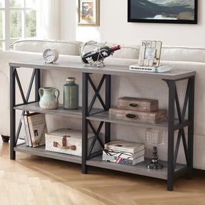 LVB Farmhouse Sofa Table, Rustic Console Table for Living Room, Entryway Table with Storage, Hallway Entry Table for Foyer, Light Grey Oak, 47 Inch