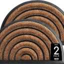 ubdyo 2 Pack Heavy Duty Front Door Mat - Mixed Texture with Artificial Grass & Rubber Stripes - Muddy Dirt Trapping Outdoor Mats - Low Pile Front Door Mat Outside Entrance - 30'' x 17'', Bright Brown (Deep Brown)