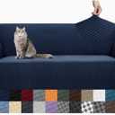 YEMYHOM Couch Cover Latest Jacquard Design High Stretch Sofa Covers for 3 Cushion Couch, Pet Dog Cat Proof Slipcover Non Slip Magic Elastic Furniture Protector (Large, Navy)
