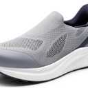 ALLSWIFIT Men's Hands-Free Slip On Walking Shoes Laceless Comfortable Tennis Sneakers,Size 9.5,Grey/Navy-Knit,SARR016M