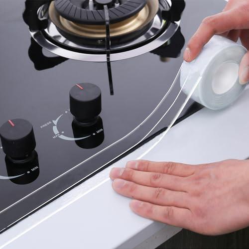 Clear Caulk Tape Self Adhesive Waterproof, Transparent Kitchen and Wall Sealing Tape, Bathroom Sealant Strip for Toilet, Bath Tub, Sink, Shower (Clear,1.5" x10.5Ft)