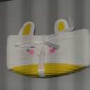 Easter Basket with Handle, Bunny Design for Boys and Girls, Egg Hunt Gift Basket (Yellow white)