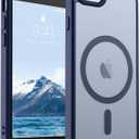 SUPFINE Magnetic for iPhone SE Case 2022 (3rd)/2020 (2nd), iPhone 8 Case (Compatible with MagSafe) (Military Grade Drop Protection) Slim Translucent Matte Phone Case,Navy Blue