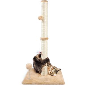 ANWA 32" Tall Cat Scratching Posts for Indoor Cats, 3-in-1 Vertical Cat Scratching Post with Plush Toys, Premium Sisal Post for Cats at All Ages with Reinforced Stable Base, Beige