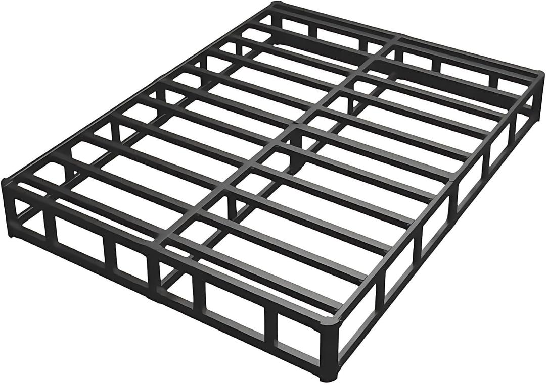 Queen Bed Frame,9 Inch Metal Box Spring with More Steel Slat Support,Low Profile Queen Metal Platform Bed Frame with Round Corner Edges Support Mattress Foundation,Easy Assembly/Noise Free