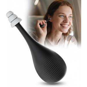 Ear Pressure Relief Device, Migraine Ear Pressure Relief, Airplane Ear Pressure Relief, Ear Pressure Tool with 3 Earplugs, for Ear Pressure Balance and Flying Discomfort (Black)
