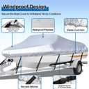 iCOVER Trailerable Boat Cover- 17'-19' Heavy Duty Waterproof Tarp Covers with Storage Bag, Fits V-Hull, Fish&Ski, Pro-Style, Fishing, Runabout, Bass Boats, up to 17ft-19ft Long X 96" Wide