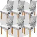 Stretch Chair Covers Slipcovers Set of 6 Printed Stretchable Dining Chair Slipcover Washable Removable for Kitchen,Hotel,Restaurant (Yezhiqiu)