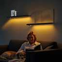 BAMEOS Floating Shelves with LED Light, Wall Mounted Wooden Shelves with Invisible Brackets, Set of 2, Hanging Wall Shelves for Bedroom, Bathroom, Living Room and Kitchen(31", Blcak)