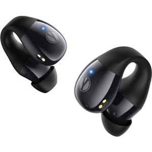 Clip on Earbuds, Open Ear Earbuds Wireless Bluetooth 5.4 with Mic, Open Ear Headphones with Charging Case LED Display, 44H Play, IP54 Waterproof, Lightweight Comfort for Running Sport Workout (Black)