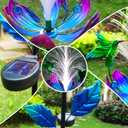 Solar Hummingbird Wind Spinners, Solar Firework Lights Garden Dcor, Metal Lotus Flower Windmill Colour Changing Optical Fiber Lights Yard Decoration, Outdoor Wind Sculpture for Lawn Patio,Balcony