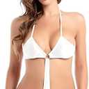 Women Slingshot Micro Mini Swimsuit Strappy One Piece Swimwear Sexy Minimum Coverage Bikini Set (White)