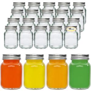 Accguan 2oz Mason Jars,Ginger Shots Bottles with Silver Lids,Glass Yogert Jars,Candle Jar,Honey,Jam,Jelly,Spice,Wedding Favors,Shower Favors(48pcs)