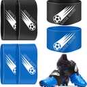 Patelai 4 Pcs Soccer Cleat Lace Cover Sports Shoe Band Protector Soccer Shoe Cleat Bands Youth Adult (Youth,Blue,Black)