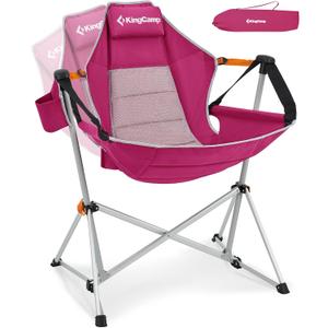 KingCamp Hammock Camping Chair, Swinging Portable Camp Chairs for Adults, 400lbs Heavy Duty Oversized Folding Rocking Chair with Adjustable Recline, Aluminum Alloy Frame for Outdoor Patio Beach Sport