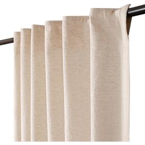 Bedding Craft Natural Taupe Linen Tab Top Curtains  Set of 2, 50x84 Long, Natural Flax Linen Drapes, Window Curtains