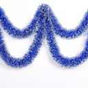 CEWOR 33 Feet Christmas Tinsel Garland Metallic Tinsel Twist Garland Glitter Foil Garland for Christmas Tree Ornaments Hanging Decoration (Royal Blue and Silver)