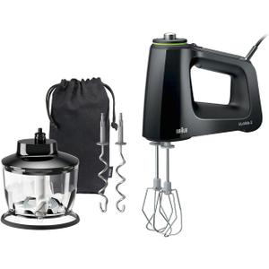 Braun MultiMix 5 Hand Mixer, 350W Electric Mixer with Chopper, SmartMix Tech, 9-Speed + Turbo, MultiWhisk, Dough Hooks, Soft-Grip Handle, Lightweight Design, Black