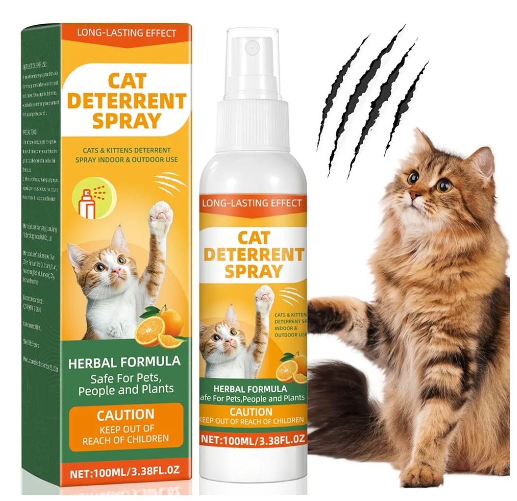 Cat Deterrent Spray, Cat Repellent Spray - Indoor & Outdoor Training Safe Cat Training, Protect Furniture, Sofas, Rugs, Restricted Areas-for Behavior, Natural, Effective - New Formula, Pack of 2