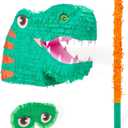 Large Green Dinosaur Pinata with Stick & Blindfold for Kids Boys Dino Birthday Party Decorations Supplies, 20 x 13.75 x 5.5 in