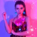 Sasylvia 4 Pcs LED Disco Ball Earrings and Necklaces, 2 Light up Necklace and 2 Pairs Light up Earring, 70s 80s Disco Ball Set for Christmas New Year Eve Dance Party Favor(Multicolor)