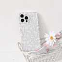 NITITOP Compatible with iPhone 12 Pro Case Curly Clear Cute Floral Flower Leaves Design for Women Girls Artistic Wavy Frame Soft TPU Shockproof Protective Full Camera Protection Cover - White