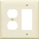 ENERLITES Combination Duplex Receptacle Outlet/Decorator Switch Wall Plate, Mid-Size 2-Gang 4.88" x 4.92", Polycarbonate Thermoplastic, 882131M-LA, Light Almond
