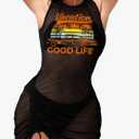 WDIRARA Women's 3 Pieces Swimsuit Bathing Suit Halter Bikini Set with Sheer Cover Up Dress S