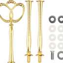 3 Tier 14" Heavy Metal Cake Stand Holder Fruit Plate Stand Fitting Hardware Rod with Stylus (Gold_New_Crown)