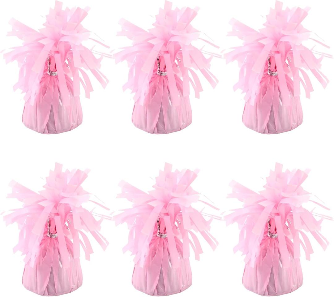 6 Pack Pink Balloon Weights Metallic Holder Anchors Balloon Holder Weights for for Birthday 2025 Graduation Party Christmas Wedding Celebration Decoration (Pink)