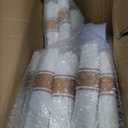 M MCIRCO 350 Piece Gold Dinnerware Set,100 Plastic Plates, 50 Cups,50 Pre Rolled Napkins with Plastic Silverware, Disposable Gold Dinnerware Set for 50 Guest