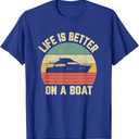 Funny Boating Shirt Retro Gift Life Better On a Boat Captain T-Shirt, Size XL