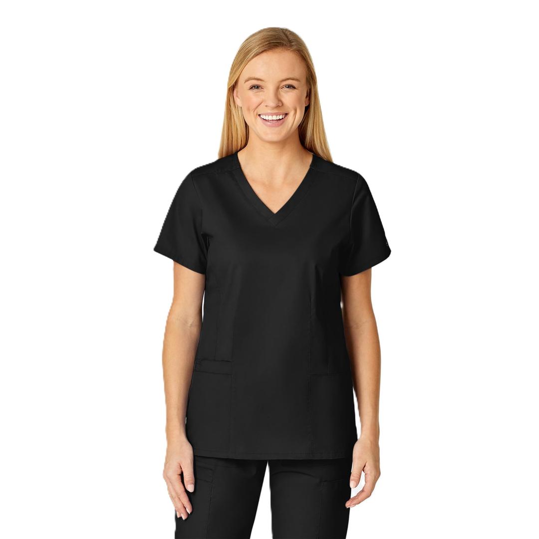 WonderWink WonderWORK Womens Shaped V-Neck Scrub Top Teal Blue, Medium (Blue, M)