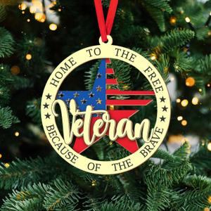 Veteran Ornaments - Veteran Christmas Ornament - 2 Layer Wooden Ornaments, Veteran Xmas Gift, Ornament Gift for Veterans, Gifts for Veteran Soldier Armed Forces Military Memorial (Style 1)