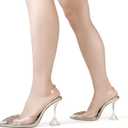 sarawill Women's Sexy Stiletto Pumps Pointed Toe Transparent PVC High Heels Crystal Rhinestones Slingback Party Wedding Shoes for Ladies Fashion (Gray, Size 6
