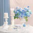 TINGE TIME Artificial Flowers 36pcs Real Looking Silk Flowers Fake Rose with Stems for DIY Wedding Bouquets Dusty Pink Bridal Shower Centerpieces Party Decorations (Provence Blue)