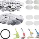100 Sets 75mm(3 inch) Metal Button Supplies,Round Pin Button Parts Blank Button Making Supplies for Button Maker Machine, Includes Metal Back Cover Metal Shells, Clear Film&Blank Paper&Gasket
