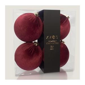 4PCS Red Velvet Christmas Ornaments Set – 6 Inch Large Flocked Shatterproof Baubles for Xmas Tree Decoration, Hanging Ornaments for Holiday & Home Décor (Burgundy Red, 6 Inch / 15 cm)