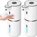 OHIFAST 2 Pack Automatic Foaming Soap Dispenser Touchless, USB Rechargeable Smart Hand Soap Dispenser, 6-Level Adjustable, 12.8oz/380mL Wall Mount for Bathroom Kitchen Dish Soap-White