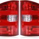 Tail Lights Assembly Compatible with 2007-2013 Chevy Silverado 1500 2500HD 3500HD GMC Sierra 2500 HD 3500 HD, Rear Light Taillights Replacement # GM2801207 GM2800207 (Red Border)
