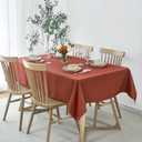 maxmill Rectangle Weaved Design Tablecloth Waterproof Spillproof Fall Table Cloth, Kitchen Dining Room Thanksgiving Decoration, Fabric Table Cover Halloween Party, 60 x 84 Inch, Rustic Brick