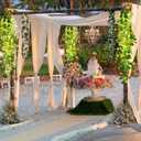 Mudder Fake Ivy Vines with Lights, LED Artificial Hanging Green Leaves Vines for Outdoors Patio Porch Decor (Basket Not Included) (Greenery Style, 6 Packs)