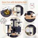 Sweetcrispy 54 Inch Cat Tree Tower, Multi-Level Tower with Cat Scratching Post, Indoor Cat Condo with Climbing Ladder, Plush Toy, Play House for Cat, Dark Grey