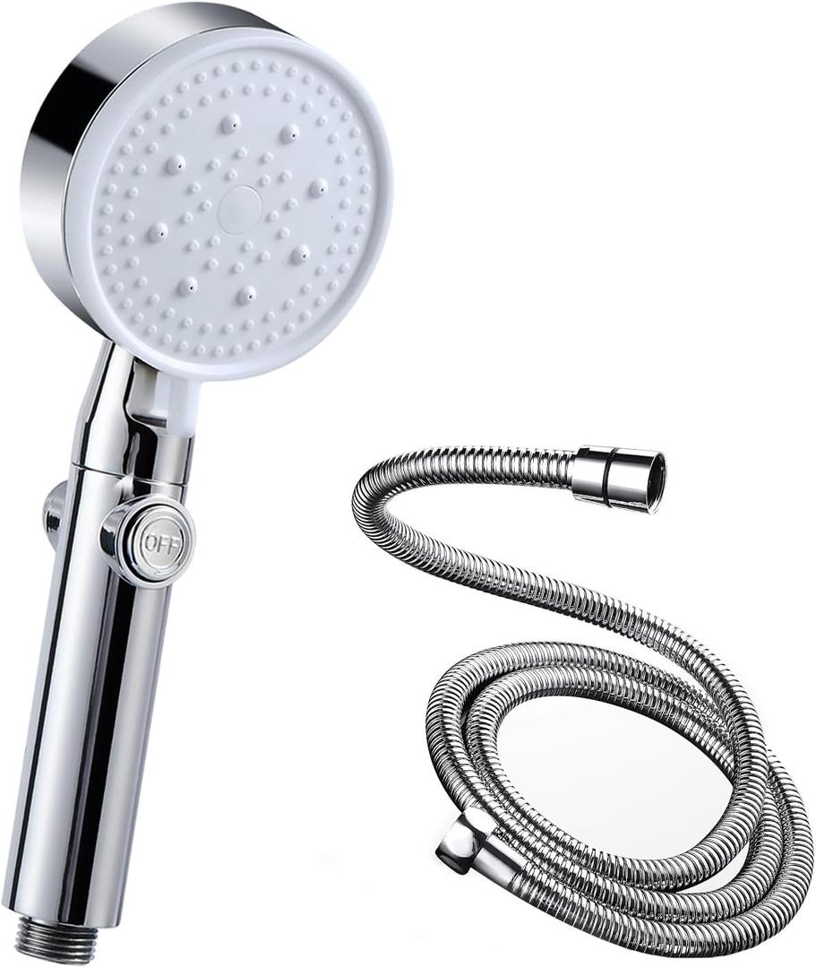 Shower Head,5 Functions High Pressure Shower Heads with Handheld,with Pause Button, High Flow Hand Held Shower Head, Handheld Showerhead Set Equipped with Stainless Steel Hose