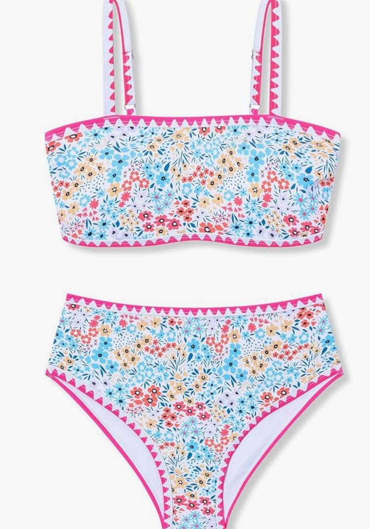 Girl Two Piece Swimsuits Adjustable Straps Bikini Sets with Chest Pad Size 9-16Y