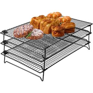 Upgraded Stackable Cooling Rack for Baking,3 Tier Jerky Rack Cooling Racks for Cooking and Baking,Cookie Cooling Rack Baking Racks,Drying Racks,Oven Safe,17x 11