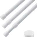 3 PCS Spring Tension Curtain Rod Adjustable Length 41-74 Inches, No Drilling, Tension Rod Suitable for Windows, Bathroom, Cabinets, Wardrobes White) (white)