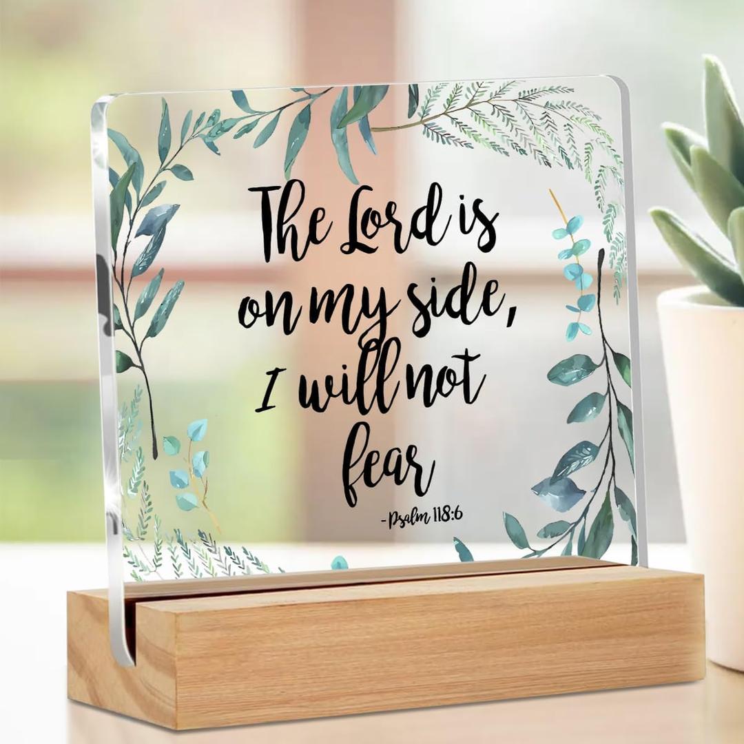 Encouragement Gifts for Women Friends Coworker, Christian Gifts for Women, Inspirational Gift, Christian Desk Acrylic Sign for Home Office Room, Desk Shelf Table Decoration, Psalm 118:6 (LCS Multicolour 11763)